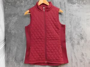 StraightDown Vest Womens L Red Quilted Padded Slim Fit Lined Full Zip Pockets